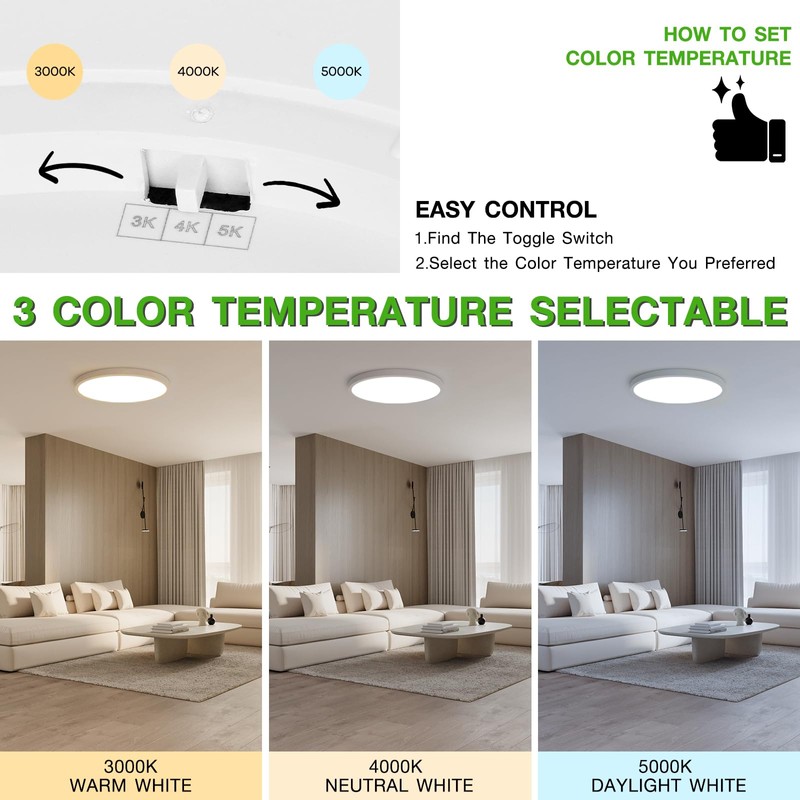 2Pack 15.8Inch LED Flush Mount Ceiling Light Fixture,32W 3200LM, Dimmable