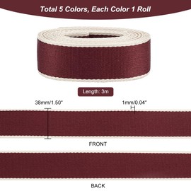 PH PandaHall 3.8cm Heavy Polyester Webbing, 5 Colors Flat Bag Strapes Nylon Webbing Ribbon Leash Strapes for Crafts Projects Cloth Belt Bag Making Repair Furniture Outdoor Activities, 15m