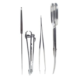 PARSA Beauty Manicure Set 4-Piece Genuine Leather Case in Grey Ideal for Travelling