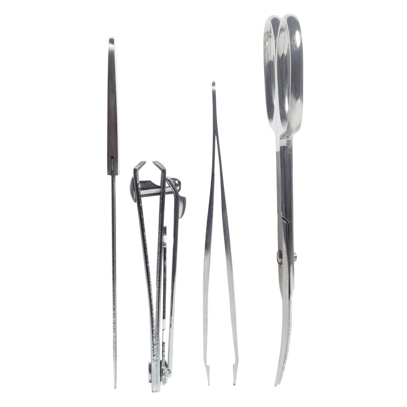 PARSA Beauty Manicure Set 4-Piece Genuine Leather Case in Grey