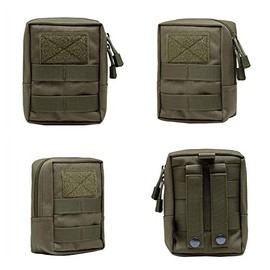 RubRab Molle Tactical Pouch for Belts Vests Backpacks Utility Gear Accessories Attachments Pocket Bag Outdoor Hiking Climbing Pack with Free USA Flag Patch (Regular, Green Bag)