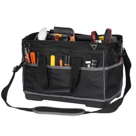 Heavy-Duty Tool Bag with 16 Pockets, 16-Inch Waterproof Tool Organizer with Reinforced Base, Adjustable Shoulder Strap, Ideal for Electricians, Carpenters, DIY Projects, Father's Day Birthday Gift