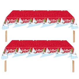 2Pcs 137*274cm Christmas Disposable Tablecloth Decorations for Christmas,Disposable Party Table Cloth Party Table Covers Dining Tablecover for Indoor or Outdoor Birthday Hero,Christmas Picnic Party