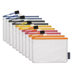 10 - USB Cable Organizer Pouches, Manage Cables, Travel Cable Oranizer, Color Coded with USB Zipper Pulls