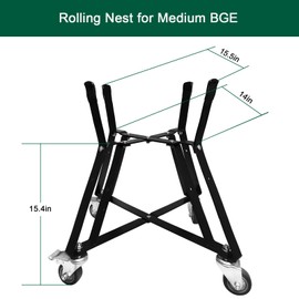 Quantfire Medium BGE Nest,Grill Stand for BGE Accessories, Rolling Nest with Heavy Duty Locking Caster Wheels Powder Coated Steel for BGE Smoker Kamado Joe Grill Stand Accessories