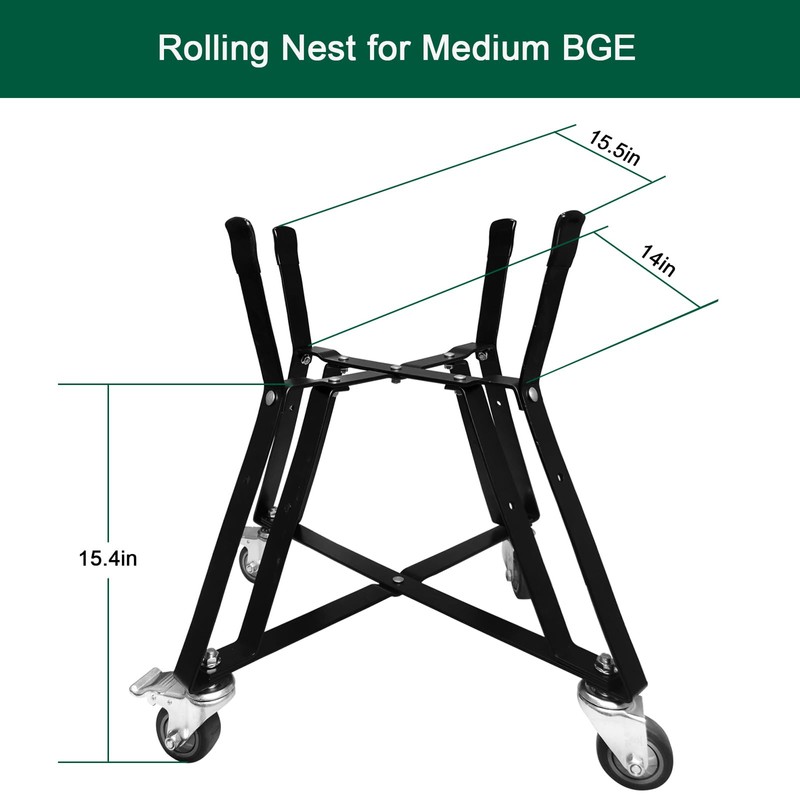 Quantfire Medium BGE Nest,Grill Stand for BGE Accessories, Rolling Nest