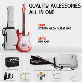 MUSILY MST-1 39 Inch Electric Guitar Kit, Beginner Starter Full Size Solid Body Electric Guitar With HSS Pickups, Gig Bag, Amplifier, Strap, Cable, Picks, String (CandyAppleBurst)