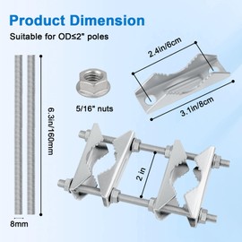 Double Antenna Mast Clamp, Mast to Mast Mount Bracket Kit with V Jaw Blocks, Heavy Duty Antenna Pole Clamp for Ham TV, CB, Security Cameras, Weather Station (2 Sets)