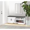 HOMSHO 2-Tier Storage Bench, Shoe Bench with Padded Seat Cushion,