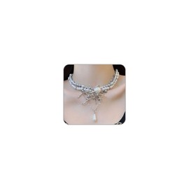 LKingel Vintage Gothic Spider Necklaces Layered Pearl Necklaces Black Crystal Spider Pendant Necklaces Fashion Silver Stacked Pearl Necklace (Multi Layers)