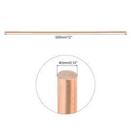 MECCANIXITY 30 Pack Pure Copper Round Rod 3mm/0.12 Inch Diameter 305mm/12 Inch Length Solid Copper Rod Lathe Bar Stock for DIY Metal Craft Metal Working Hobbies