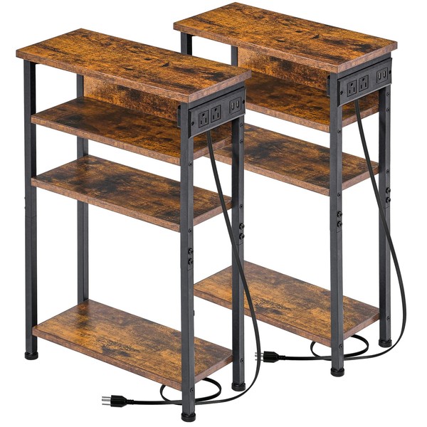 AMHANCIBLE Narrow Side Table, 4 Tier Slim Nightstands Set of