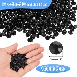 sourcing map 10000Pcs Wedding Table Scatter Confetti Fake Crystals Acrylic Diamonds Rhinestones Vase Fillers Gems for Crafts, Party, Table Centerpiece Decor, Bridal Shower Party (Black, 3mm)