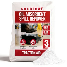 SHURFOOT 3lb Non-Slip Oil Absorbent - Provides Ice Traction & Vapor Suppression - Spill Control for Blood, Water & Oils - USDA Approved - Floor Dry Absorbent Odorless - Fire-Safe & Dustless
