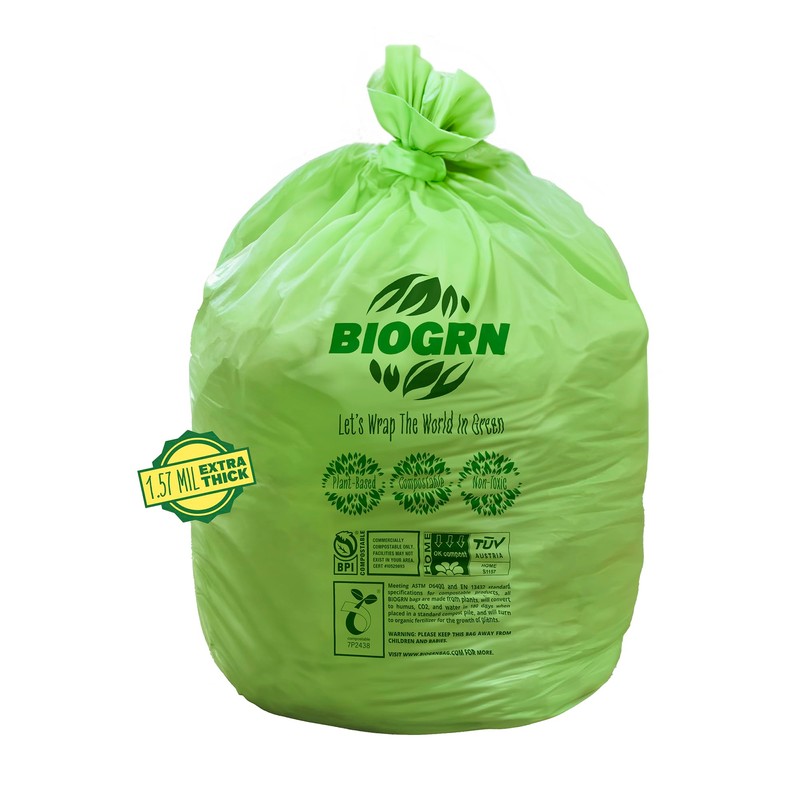 BIOGRN 50-55 Gallon Compostable Trash Bags, 12 Count, 1.57 Mil