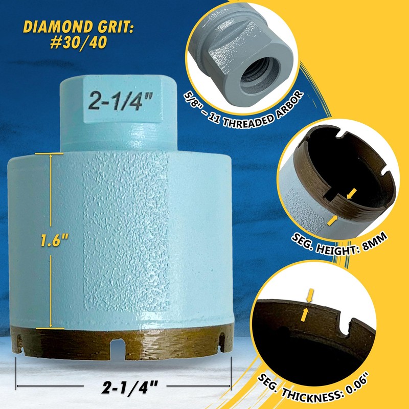 2-1/4" Thin Wall Core Bit for Ceramic, Porcelain, Dekton, and