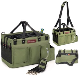 FifthStart Multiuse Large Cleaning Caddy - Green Diaper Caddy with Waist, 9 Pockets, Shoulder Strap, Washable Mesh Base & Adjustable Compartments