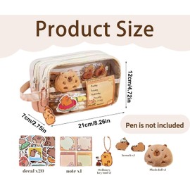capybara pencil case,Capybara Pencil Pouch,Transparent Capybara Cute Pencil Pouch with Compartments,Wide Opening Mouth Pencil Pouch, Capybara Pencil Pouch for Stationery Cosmetics Toiletry Storage