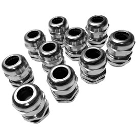 Pack of 10 M18 x 1.5 (Brass Metal) Cable Gland / Cable Grommets with Locknut for Cable Diameter 5 mm to 10 mm and Installation Diameter 18 mm to 18.2 mm IP68 (Metric)
