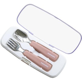 MOMOBIN Toddler Stainless Steel Fork & Spoon Set – 100% Silicone Easy-Grip Handles with Travel Case, Dishwasher Safe, Made in Korea