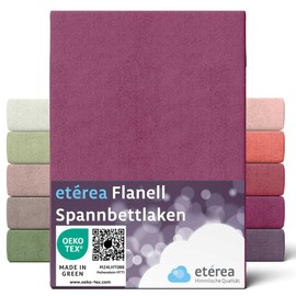 etérea Flannel Fitted Sheet, Warm Flannelette Fitted Sheet Made of 100% Cotton, Super Soft Bed Sheet, up to 25 cm Mattress Height