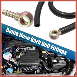 ACROPIX 4 Set 8mm Banjo Hose Barb Bolt Fittings Banjo Bolt Washer Bronze Tone Metal with 8mm Spacers for Car Car Parts