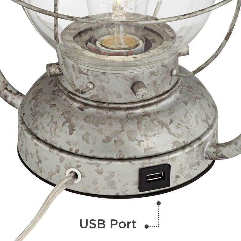 Franklin Iron Works Bodie Rustic Industrial Table Lamp with USB
