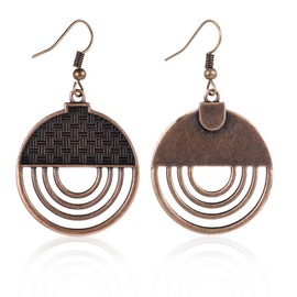 Telooco Boho Vintage Creolen Statement Ohrringe Hängend für Damen Ethno Geschnitzte Runde Hängende Ohrringe Handgefertigte Hohlem Creolen Anhänger Boho Schmuckgeschenk für Damen Frauen
