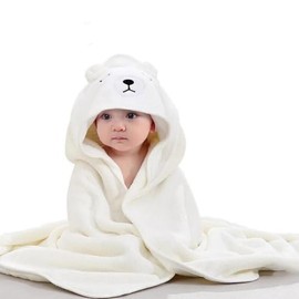 Hooded Baby Towel, Animal Design Baby Towel with Hood for Newborn Baby Boy Girl (Cream Bear)