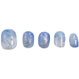 Rain Umbrella Nail Art, Rainy Season, Umbrella, Adult Design, Very Short Nail Tips, Set of 10, Light Blue, Blue, Clouds, Water Drops, 3D, Plump, 3D Gel, Small Nails, Short, False Nails, Mass