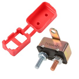 GLOSO Stud Type Circuit Breakers Auto Reset for Car Truck RV Automotive Marine Boat Trolling Motor & Custom Wiring Audio Battery Protection Crosswise Bracket, (T1) - 1 Pack (50A) E512