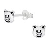 925 Sterling Silver Small Pig Face Stud Earrings 20527 1183
