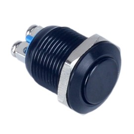 DMWD 12mm Metal Momentary Push Button Switch Waterproof IP66 Anti-Vandal Screw Terminals 12V 24V 36V DC 110V 250V AC 2A 1NO ON-Off 1/2" Mounting Hole Aluminium Alloy Black Shell