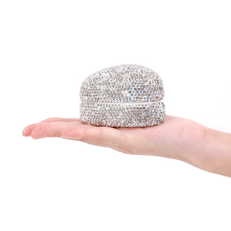 Naimo Full Rhinestone Heart Shaped Ring Box Velvet Holder Jewelry