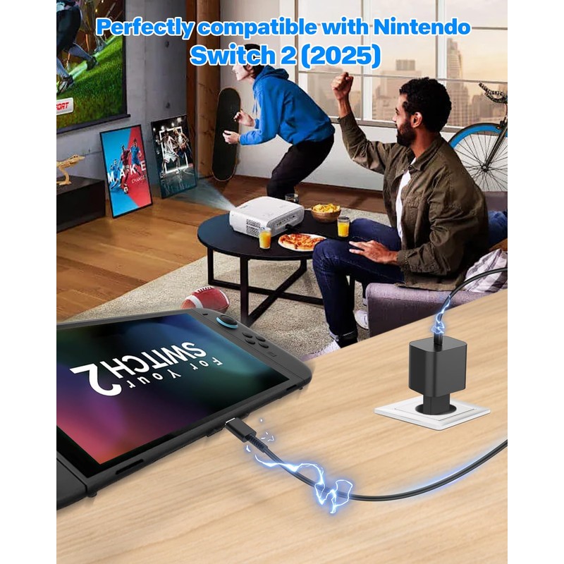 Netzteil für Switch 2/Switch, 60W 1.5M AC-Adapter Schnellladung Switch Charging