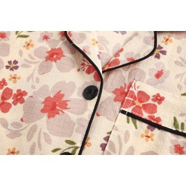 Vopmocld Girls Crepe Button Down Pajama Sets - 3pcs Short Sleeve Long Pants With Shorts Sleepwear Soft Crepe Nighty For Teens, Red Flowers, 8