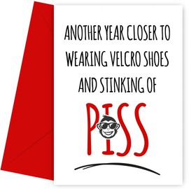 Rude Birthday Cards for Men and Women - Velcro Shoes - Funny Bday Card for Mum Dad Brother Sister Auntie Uncle - Offensive Birthday Cards