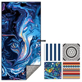 DARCHEN Microfiber Beach Towels Oversize Quick Dry Towel [1 or 4 Pack] - Travel Beach Towel for Swimming Pool, Sand Free Towel(Extra Large XL 180x90, Large 160x80) for Kids Adult, Compact Lightweight