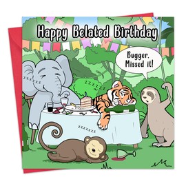 Twizler Funny Late Birthday Card - Sloth - Late Birthday Card - Sorry I Missed It