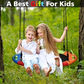 Zoshine Saucer Swing with Tree Hang Kit 40inch Outdoor Tree Swing Adjustable Hanging Rope Straps Center Swivel for Kidscolor: red-blue-green-orange-48inch