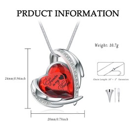 VCCWYQK Crystal Heart Urn Necklace for Ashes for Women Stainless Steel Keepsake Pendant Ash Holder Cremation Jewelry
