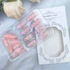 24Pcs Pink French Tip Press on Nails Medium Almond Fake