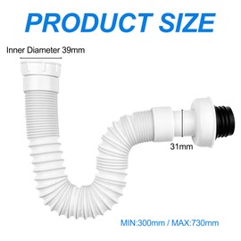 Fousenuk Siphon Washbasin Kitchen Sink, Odour Trap Drain Hose Bathroom, Flexible Pipe Siphon, Flexible Drain Pipe Kitchen Fousenuk Plastic