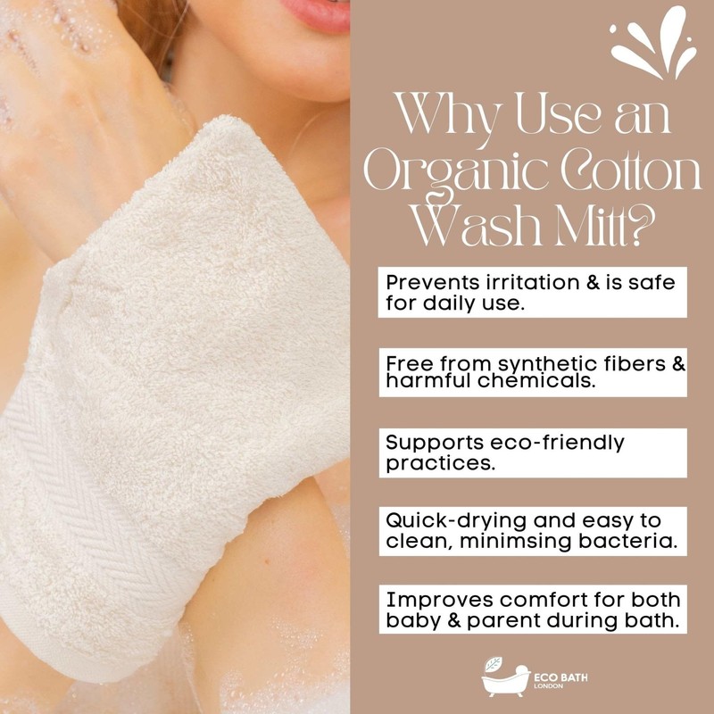 Eco Bath London Organic Cotton Bath Mitt - Pack of