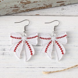 Baseball Softball Football Earrings for Women Bow Baseball Mom Accessories Essentials Game Day Fan Gifts Lightweight Sports Earrings Jewelry for Women Mothers Day Gifts