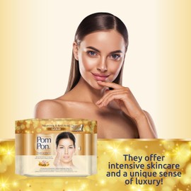 Pom Pon GOLD Face & Eye Makeup Removal Wipes with Natural, Nourishing and Revitalising Ingredients - Pack of 20