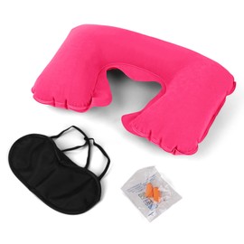 Inflatable Travel Neck Pillow - Soft Flight Rest/Support Cushion Head & Neck (Hot Pink)