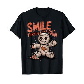 Smile Through The Pain Voodoo Doll Design T-Shirt