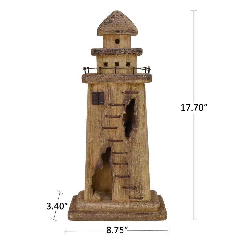 Veclotch Wooden Lighthouse Beach Themed Decor for Home, 17.7"" H