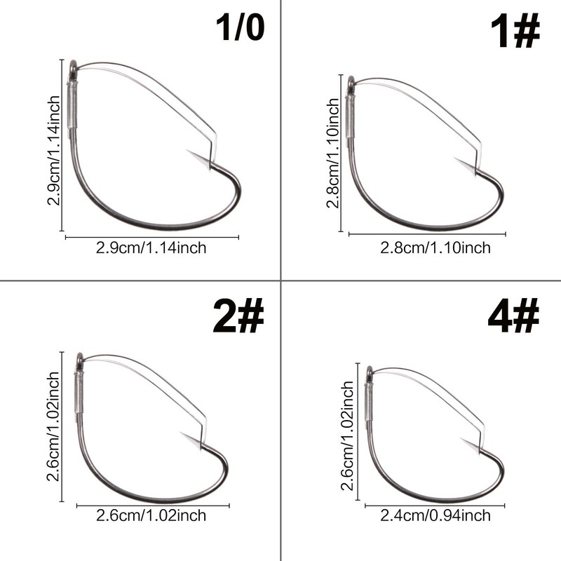 50pcs 37753 Wacky Weedless Worm Fishing Hooks Wide Gap Jig